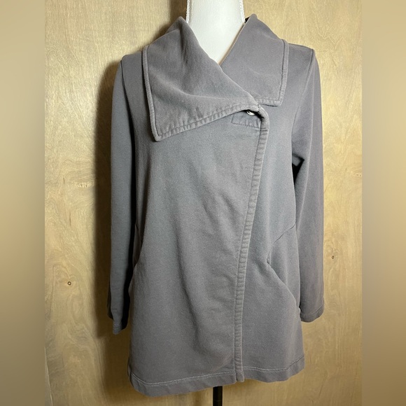 J. Jill Pure Jill Gray Asymmetric Draped Collar Jacket MP - Picture 11 of 11